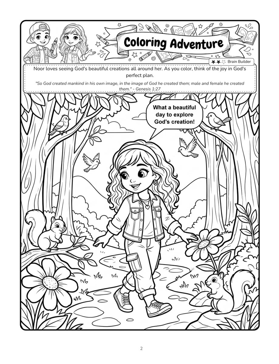 Interior page: Bible story coloring page